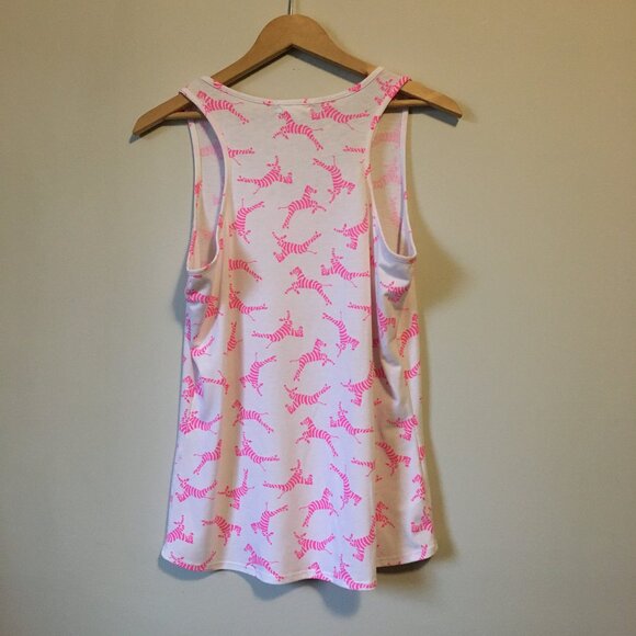 Warehouse One Neon Pink and White Zebra Tank Top - Picture 3 of 16